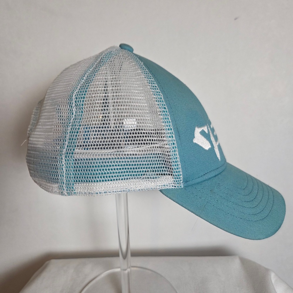 YETI Coolers Shark Logo Trucker Hat Teal Blue White Mesh Snapback Cap Beach - Picture 3 of 8